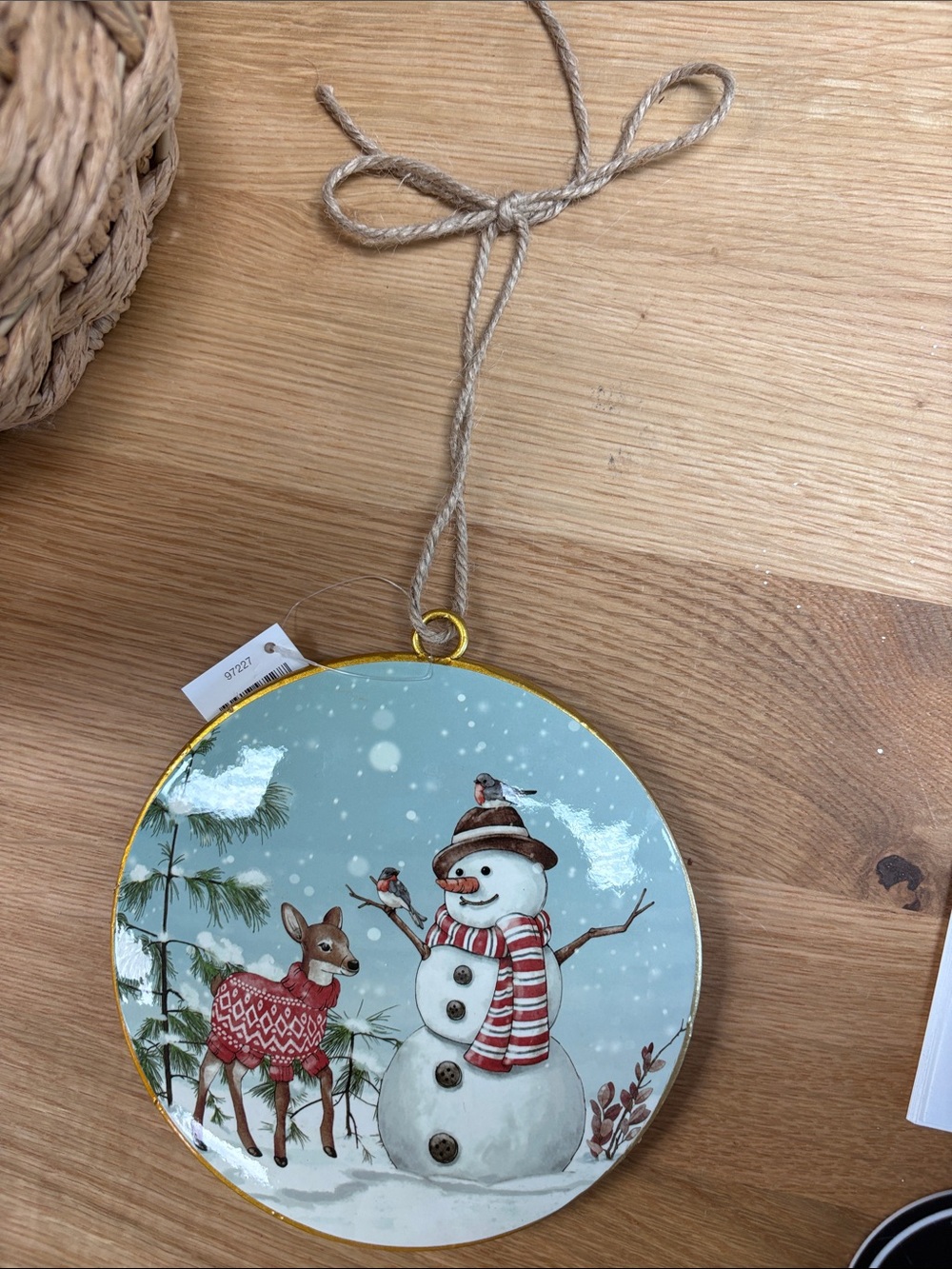 Holiday Snowman & Deer Hanging Ornament